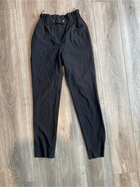Women’s Dkny Black Tapered Paperbag Waist Chinos